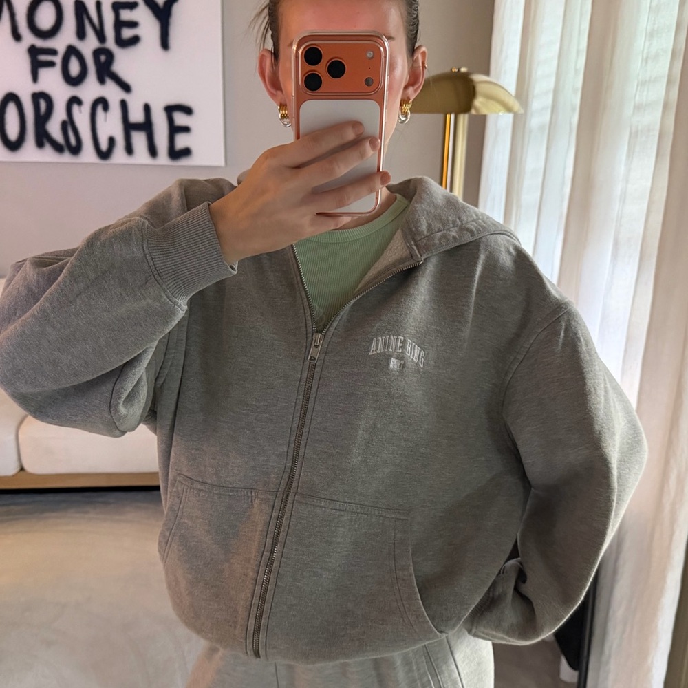 Anine Bing Gray Zip-Up Sweater